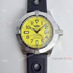 Asian Eta2836 Copy Breitling Avenger Yellow Face Rubber Strap Wrist Watch